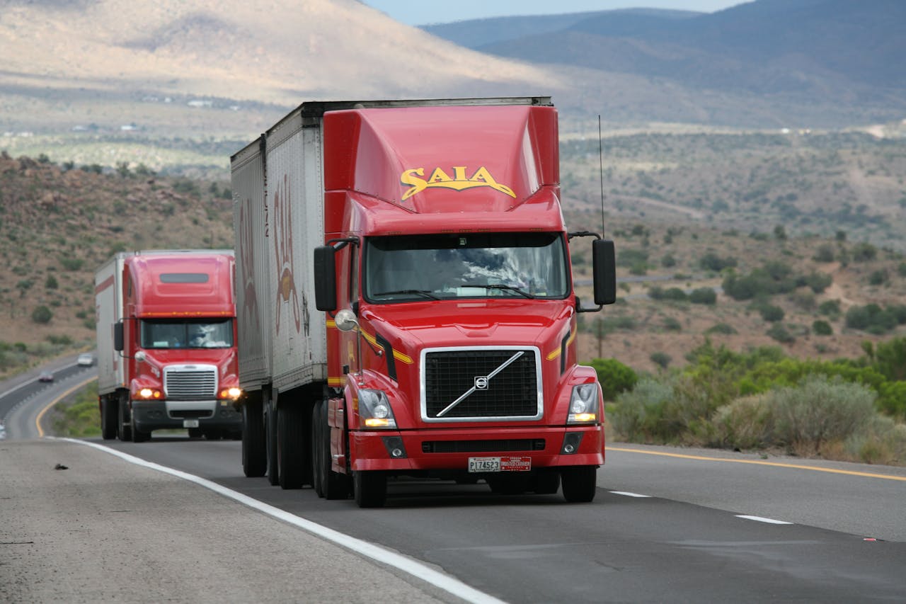 Freight truck carrying cargo on a highway